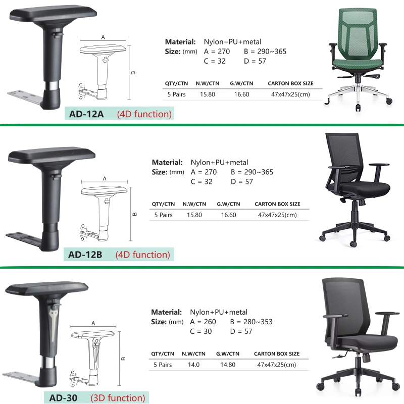 4D Office Chair Adjustable PU Armrest for Computer Gaming Chairs